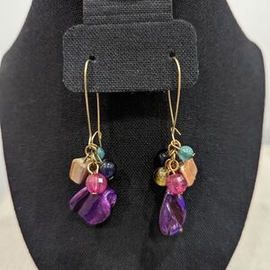 Elegant Gold and Purple Dangle Earrings